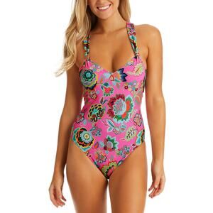 Jessica Simpson Women's Rosies Bushes One-Piece Swimsuit Medium